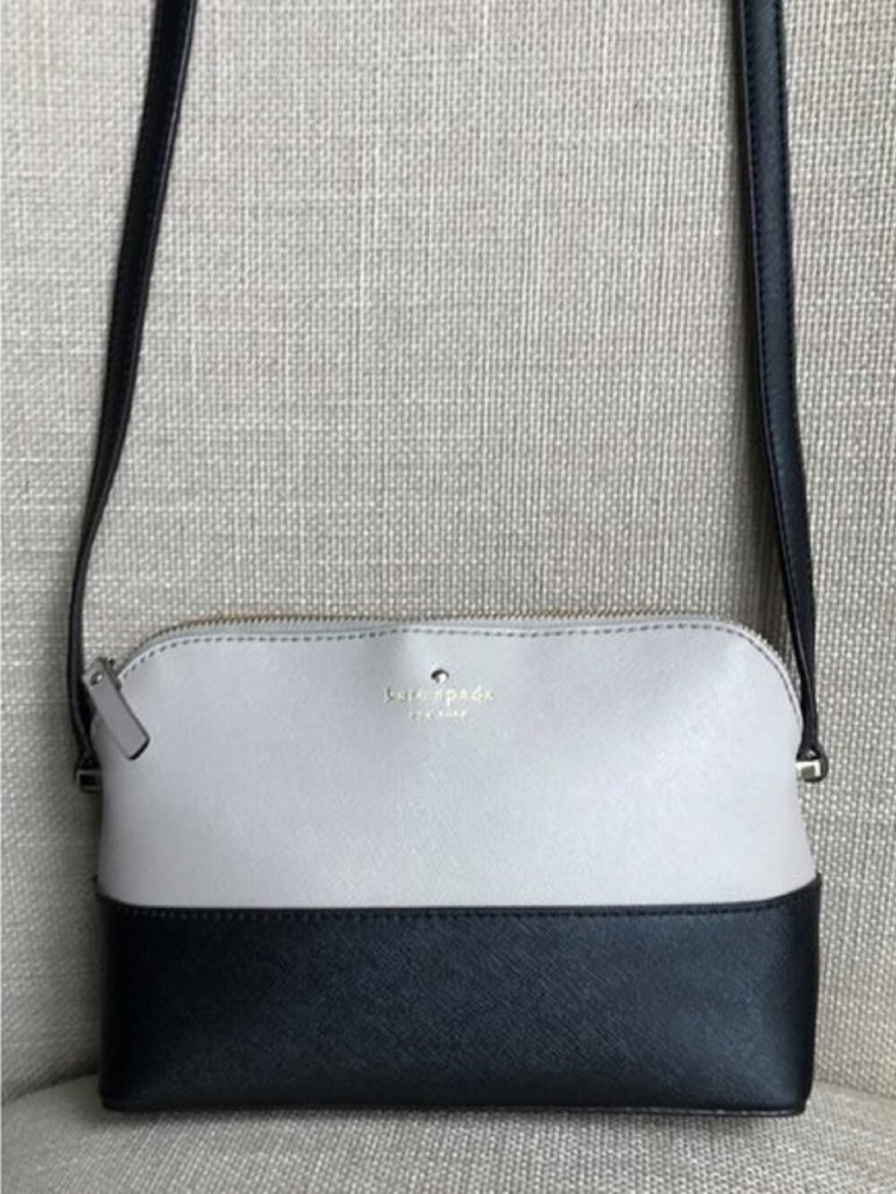 Kate Spade Cross-body Bag Black and Concrete (Off White) Genuine Leather Handbag